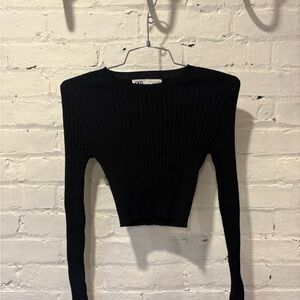 Zara Black Ribbed Crop Top
